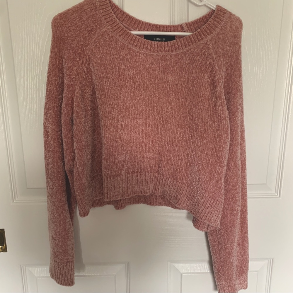 NWT Chenille Blush Pink Cropped Sweater